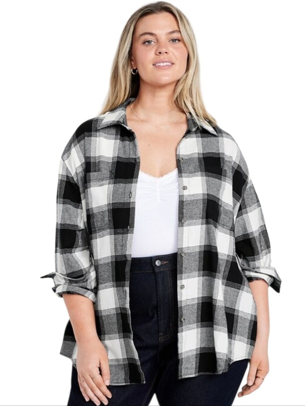 Women's Old Navy The Boyfriend Shirt Plaid Flannel Sz XL